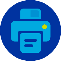 Circular Printer Icon With LRS Colors